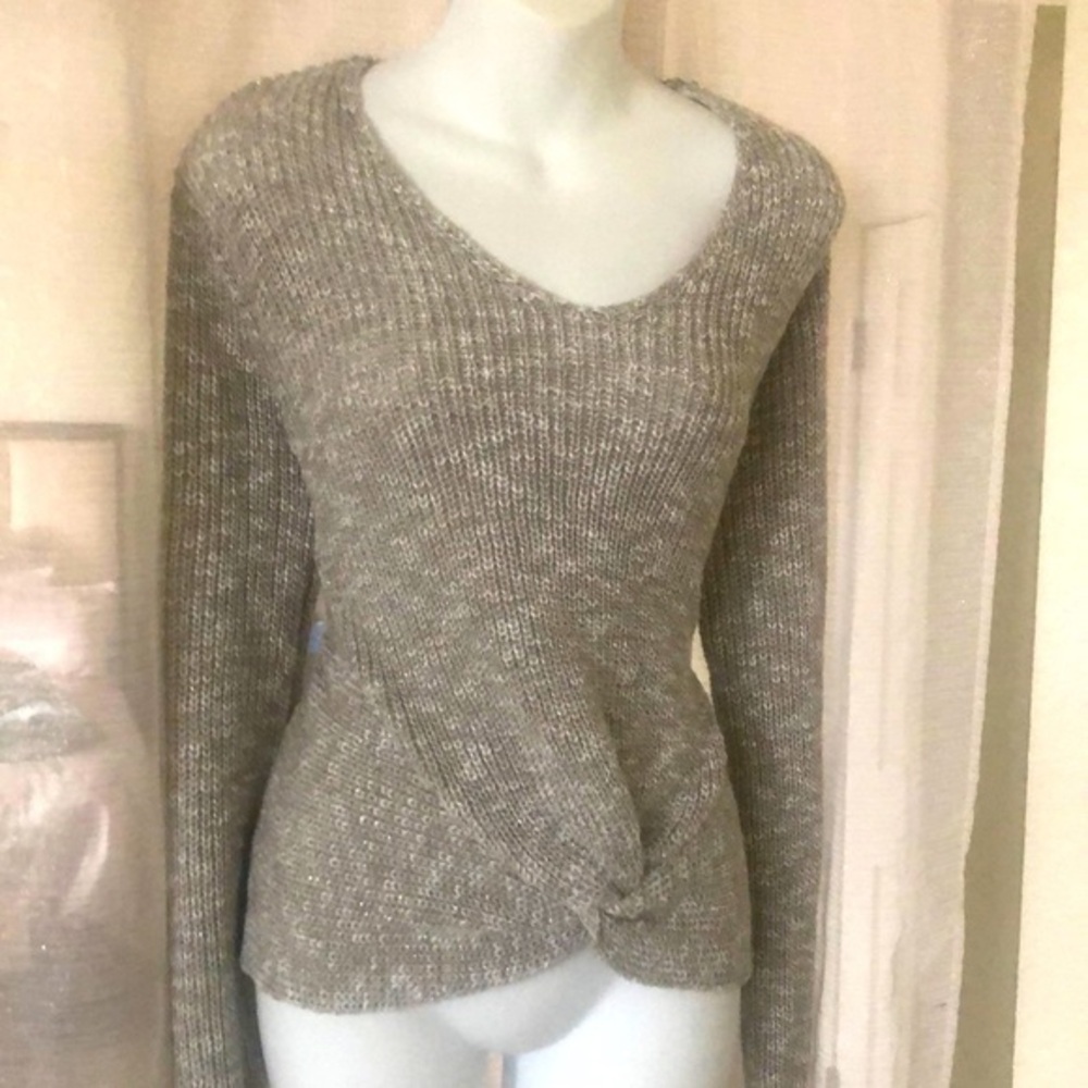 Woven heart ladies sweater grey/silver